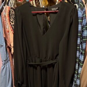 Dynamite Elegant Black Long Sleeve Short Romper